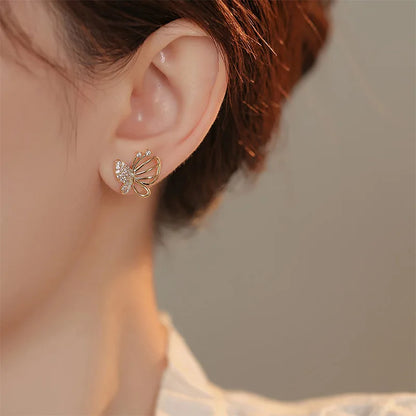 Pendientes de Poste de Mariposa con Zirconia