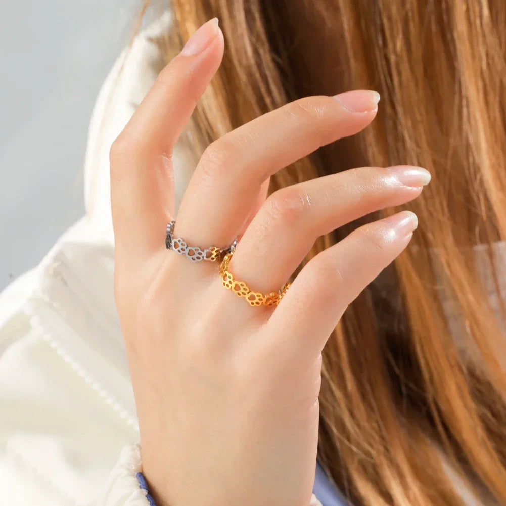 Anillo Ajustable de Huella de Pata