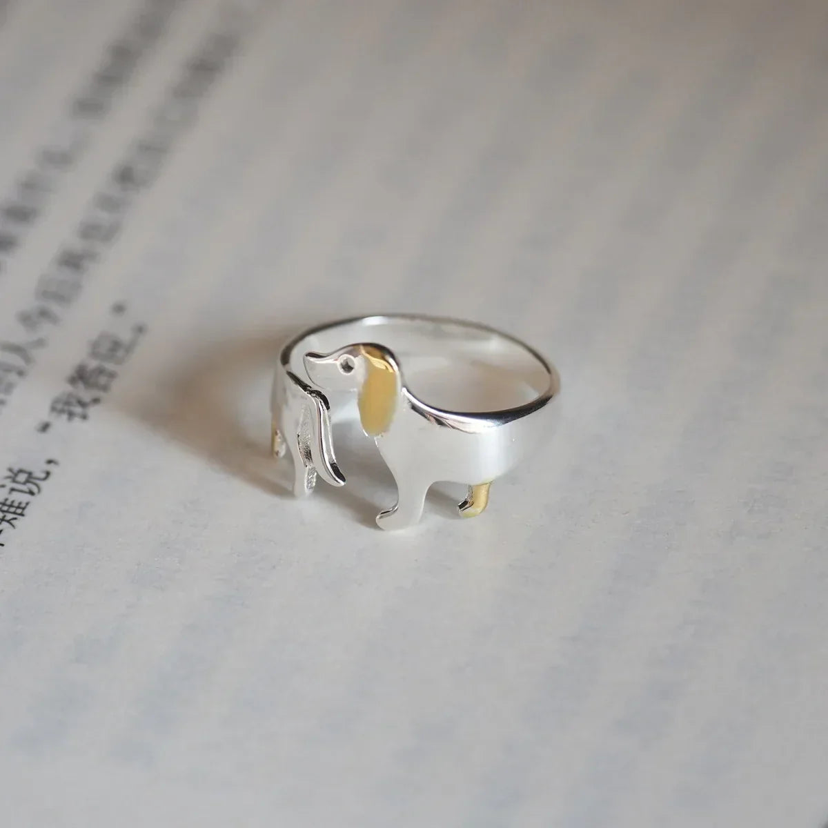 Anillo de Dachshund en Plata de Ley 925