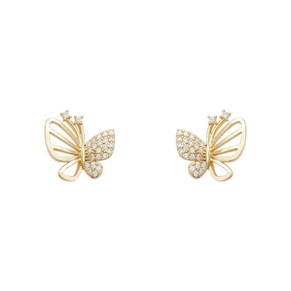 Pendientes de Poste de Mariposa con Zirconia