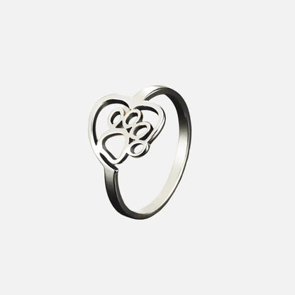 Anillo de Pata y Corazón en Tono Dorado