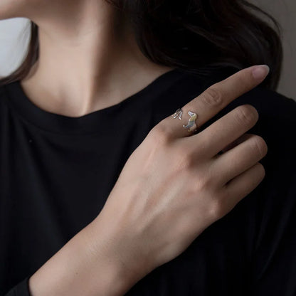 Anillo de Dachshund en Plata de Ley 925