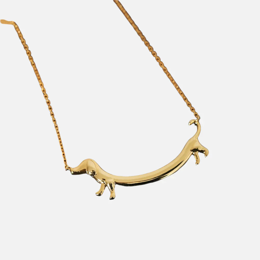 Collar de Dachshund en Tonos Dorados