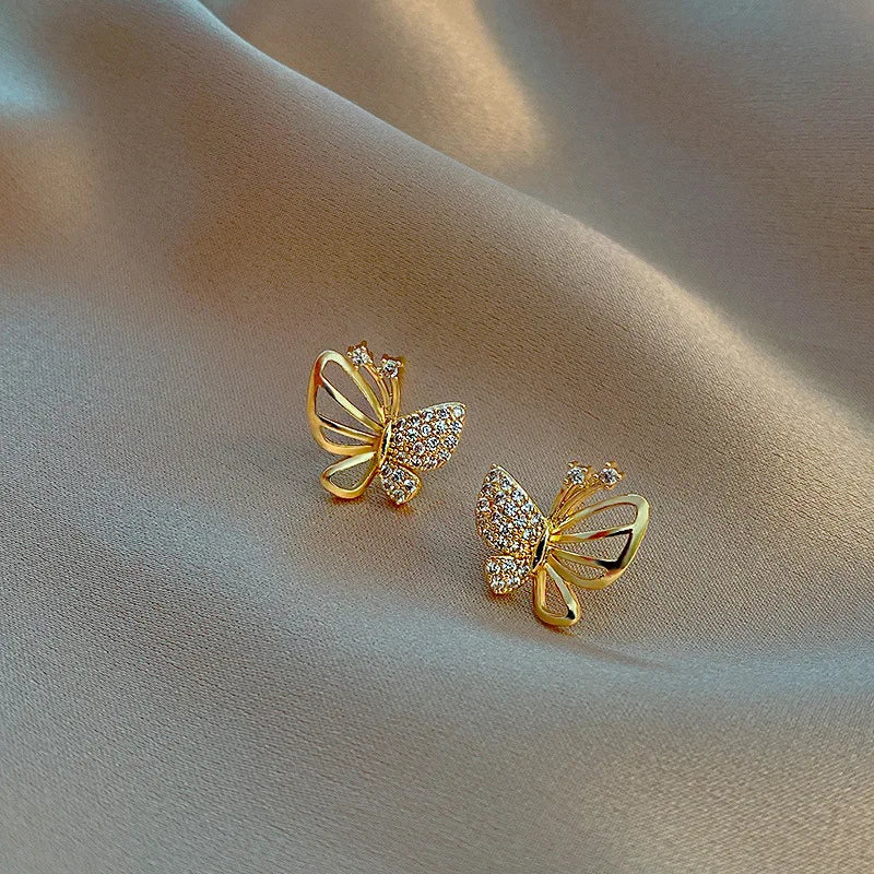 Pendientes de Poste de Mariposa con Zirconia