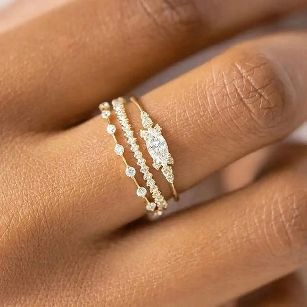 Conjunto de Anillos Dorados Mila