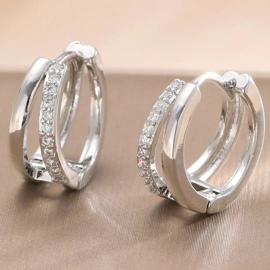 Pendientes de Aro de Zirconia Dorada Atemporal