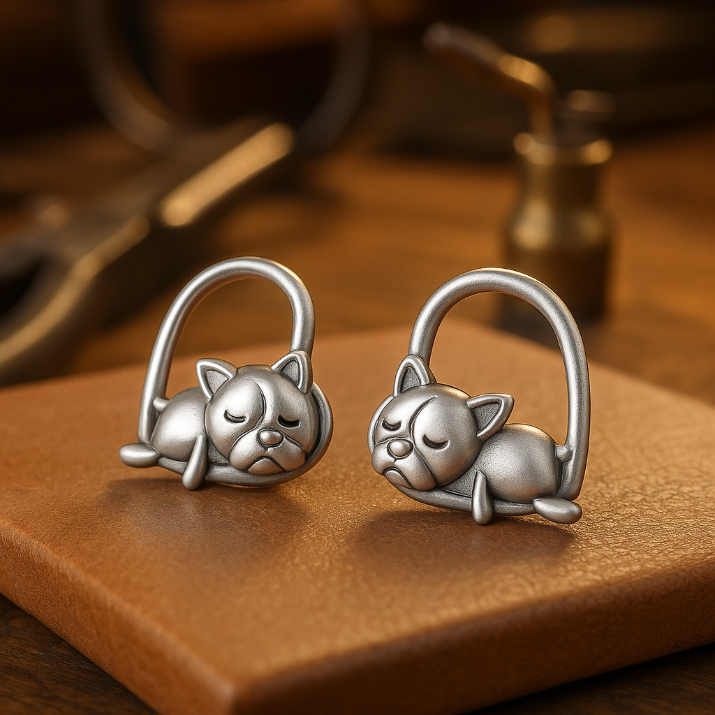 Pendientes de Cachorro Durmiendo en Plata 925
