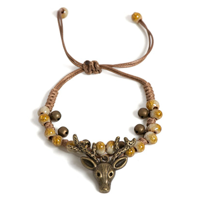 Pulsera Hecha a Mano con Dije de Cervatillo de Cerámica
