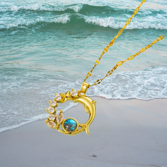 Collar de Delfín de Cristal Azul