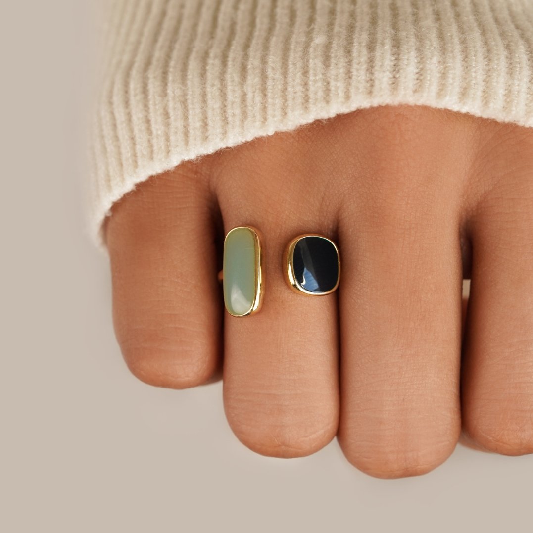 Anillo abrazo con aguamarina