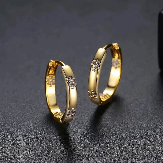 Pendientes de aro flor dorada vintage