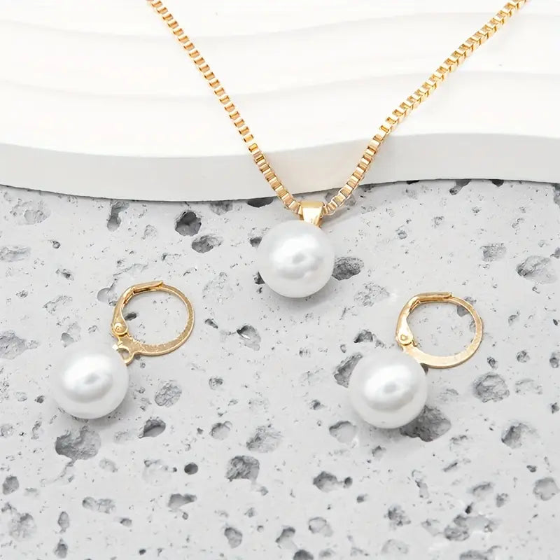 Conjunto de Joyería de Perlas Doradas Elegantes