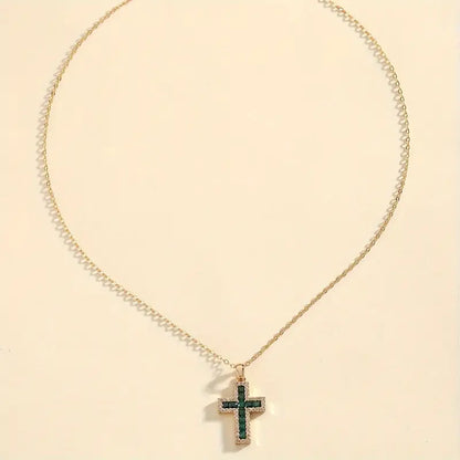 Collar Cruz de Esmeralda Solene | Oro