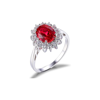 Anillo Halo de Rubí Clásico | Oro Blanco