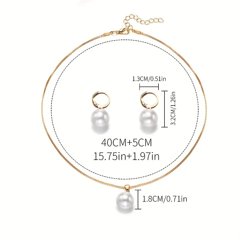 Conjunto de Joyería de Perlas Doradas Elegantes