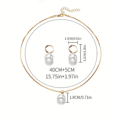 Conjunto de Joyería de Perlas Doradas Elegantes