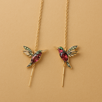 Pendientes de Colibrí con Esmalte y Zirconia
