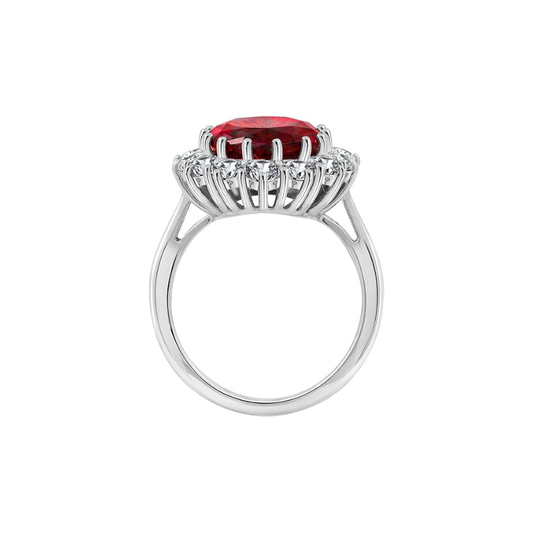 Anillo Corona Escarlata de Rubí | Oro Blanco