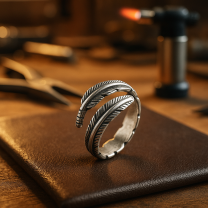 Pluma de un Ángel - Anillo Conmemorativo Ajustable