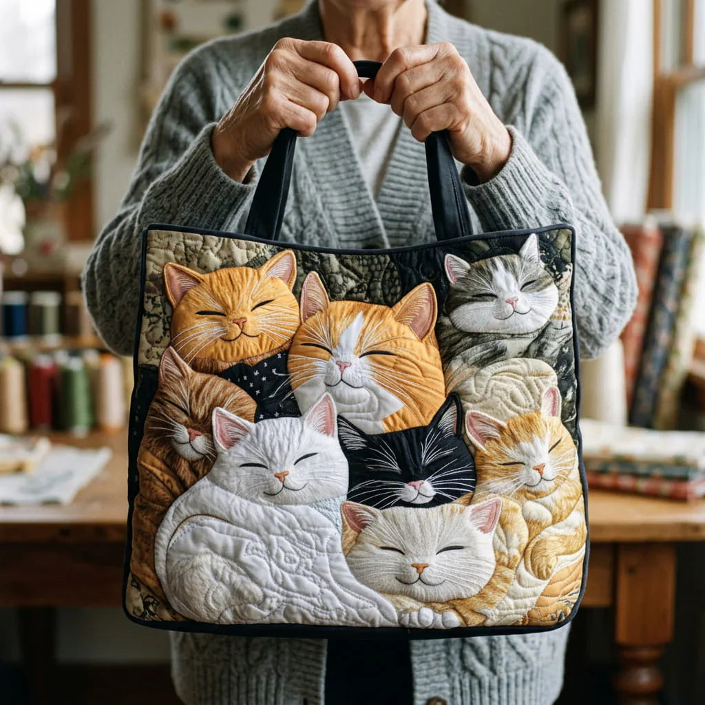 Bolso Artesanal Acolchado - Gatitos Dormilones