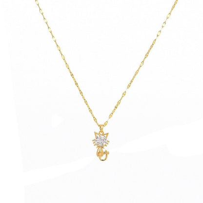 Collar de gato con zirconia bañado en oro