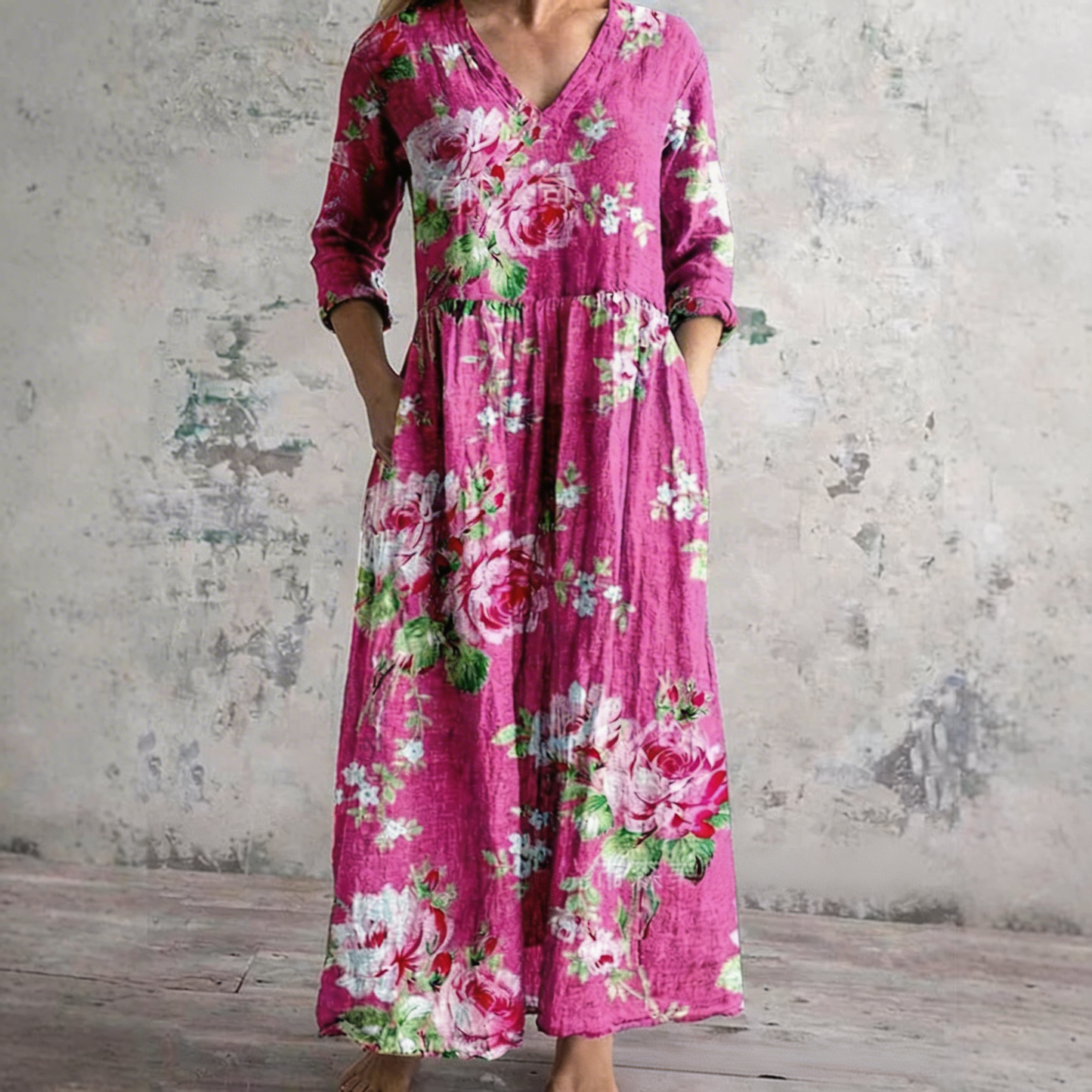 Vestido Elegante con Estampado de Lana
