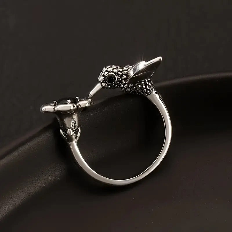 Anillo de Colibrí y Flor