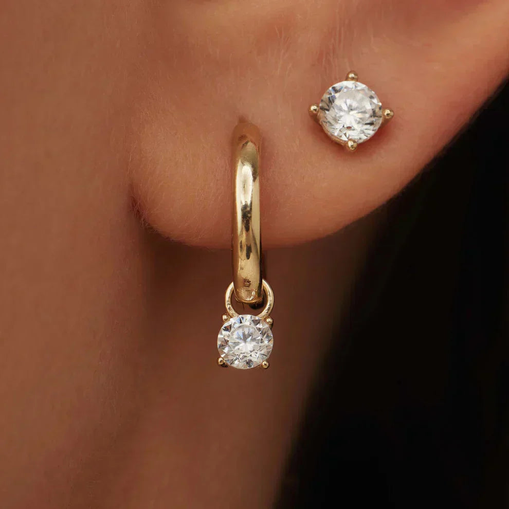 Pendientes de aro con piedra lunar