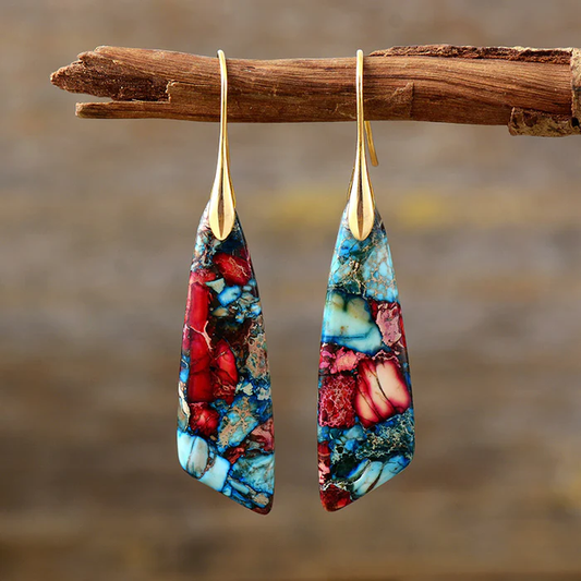 Pendientes vintage de piedras coloridas