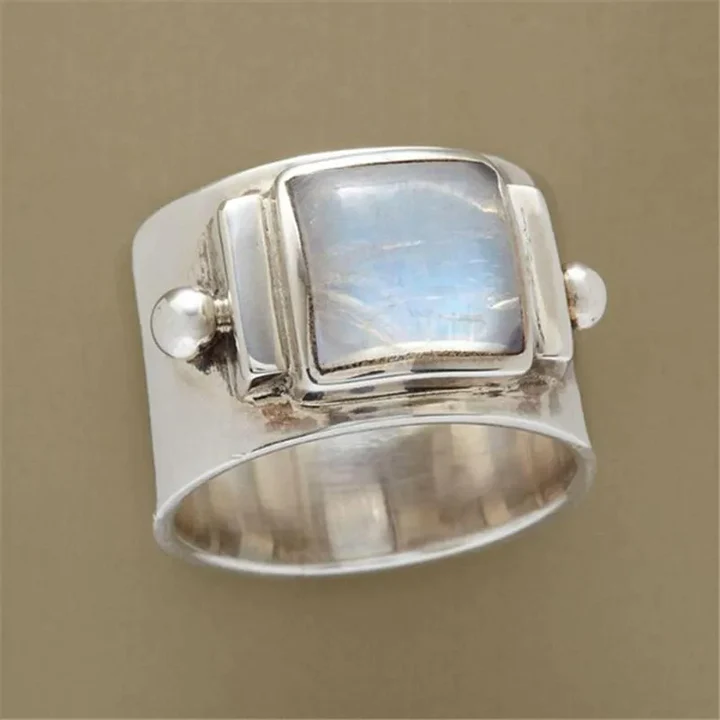 Anillo Vintage de Piedra de Luna Cubica