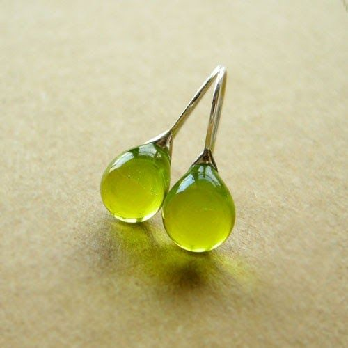 Pendientes Vintage de Cristal de Oliva