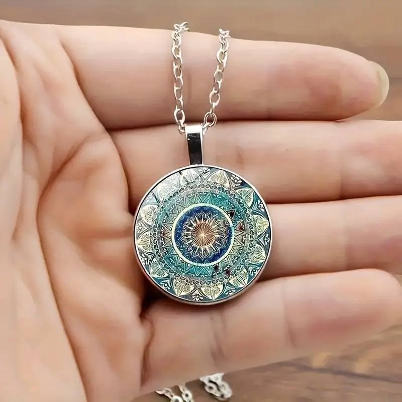 Collar Mandala Vintage redondo azul