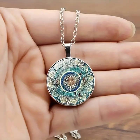 Collar Mandala Vintage redondo azul