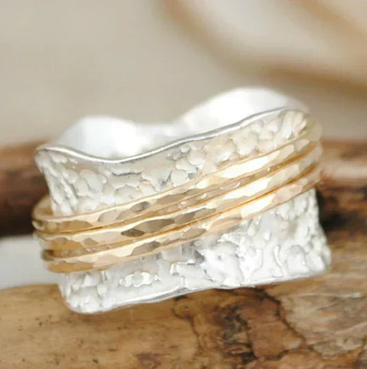 Anillo Vintage Spinner en Oro y Plata