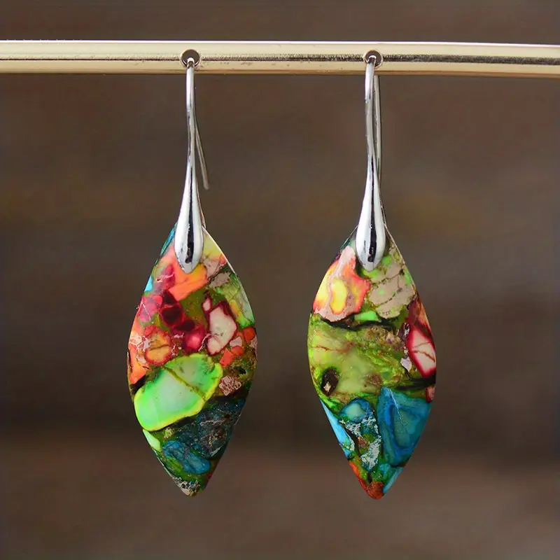 Pendientes de Piedra Natural Colorida