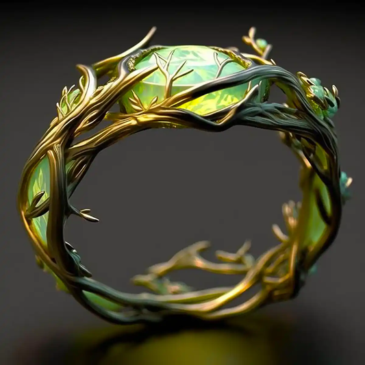 Anillo de Ópalo Verde Naturaleza