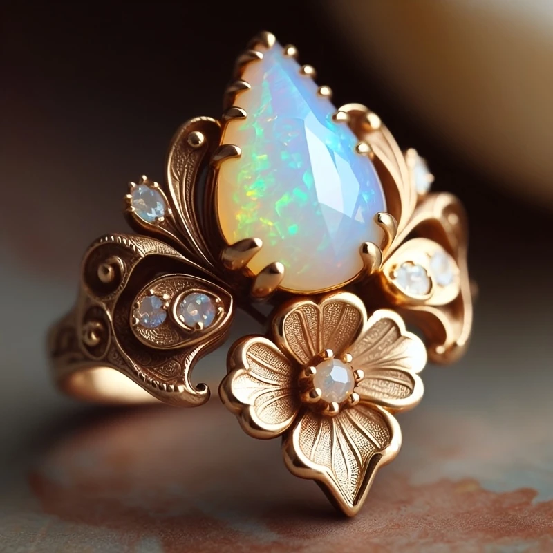 Anillo de Ópalo Exótico en Oro