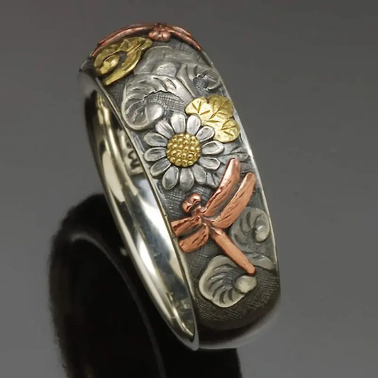 Anillo Florido Plateado