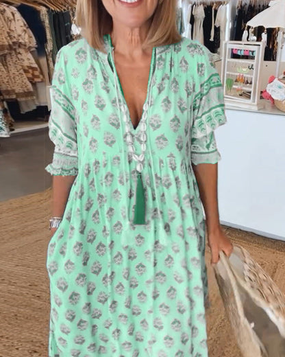 Peyton – Vestido Bohemio de Manga Larga con Linterna