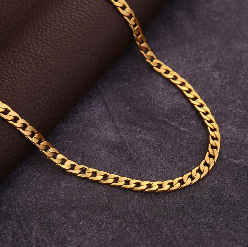 Collar de Cadena de Oro Vintage de Enlace Plano