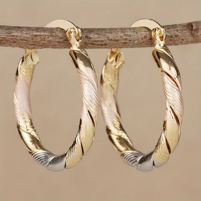 Pendientes Vintage de Aros Redondos en Oro, Plata y Rosa