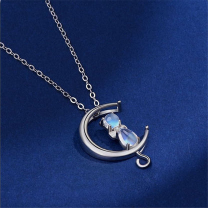 Collar de Gato y Luna Creciente con Piedra Lunar
