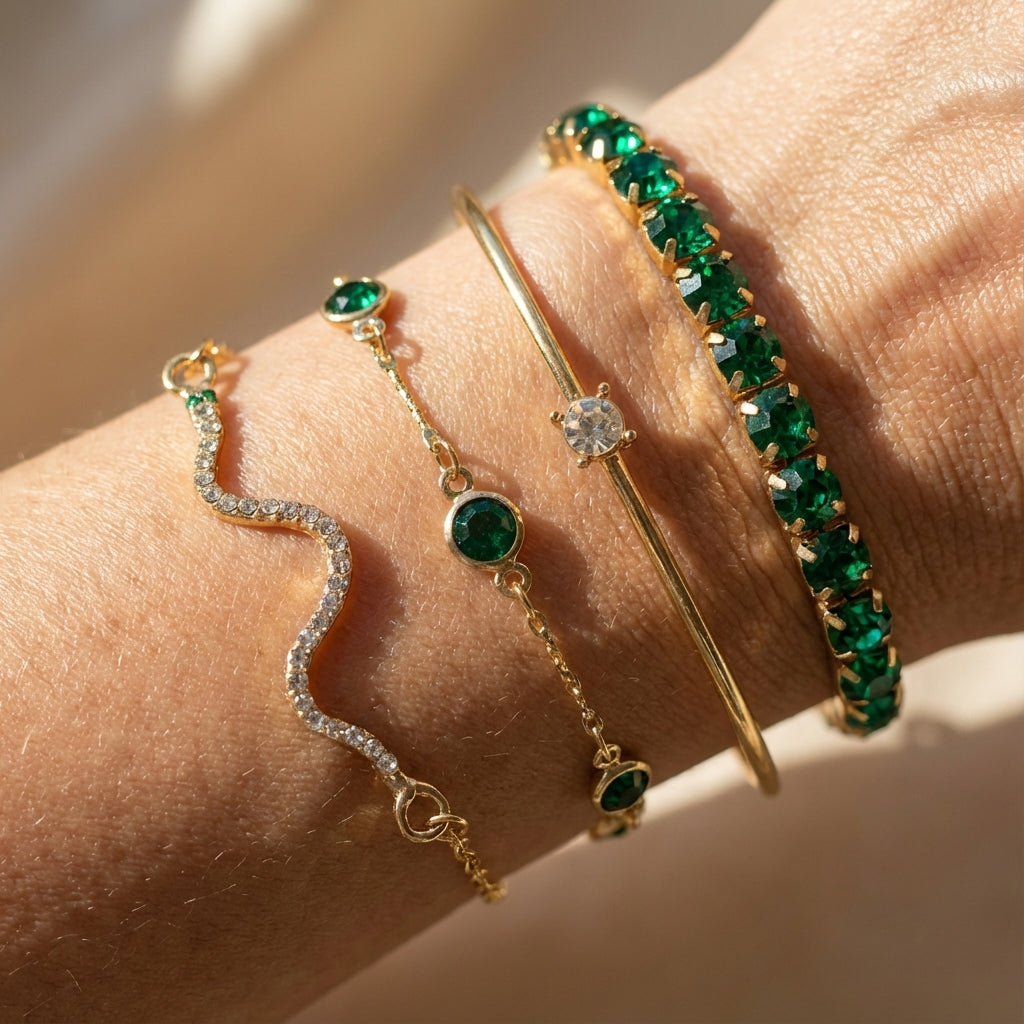 Conjunto de Pulseras Elegantes Sorina Feldwyn en Oro