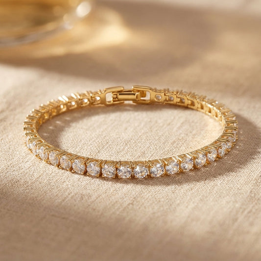 Brazalete de Tenis Clásico Elegante en Oro