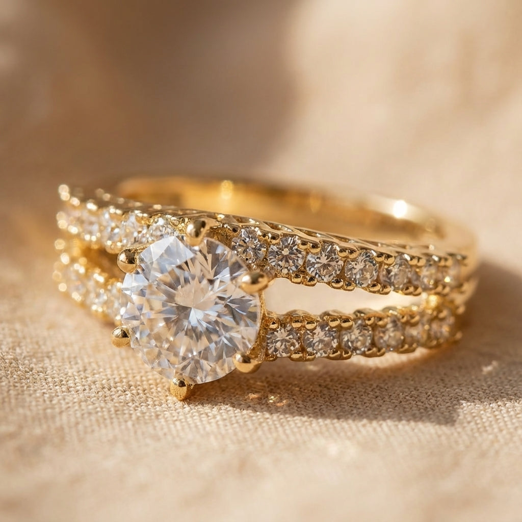 Conjunto de Anillos de Oro Elegante Radiancia Eterna