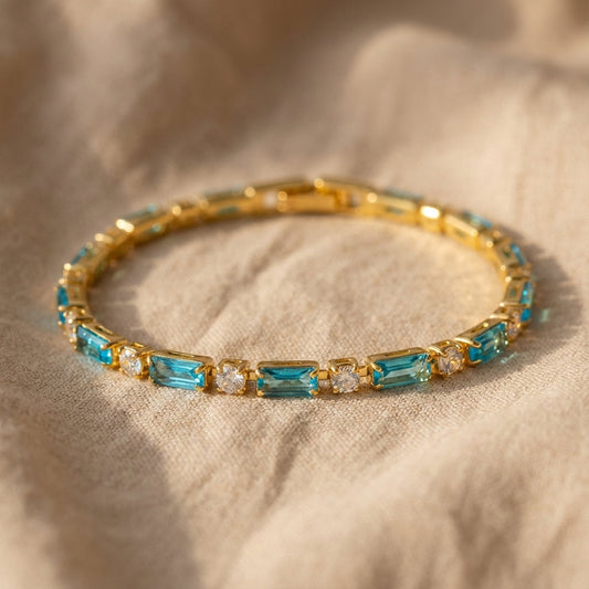 Brazalete Elegante de Turquesa Natural y Oro