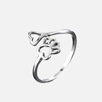 Anillo Ajustable de Pata y Corazón