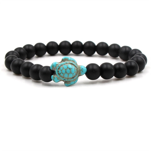 Pulseras de Tortuga con Cuentas de Piedra Natural Únicas