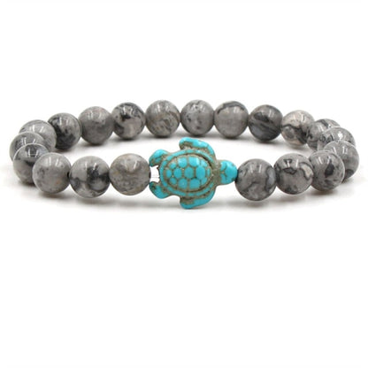 Pulseras de Tortuga con Cuentas de Piedra Natural Únicas