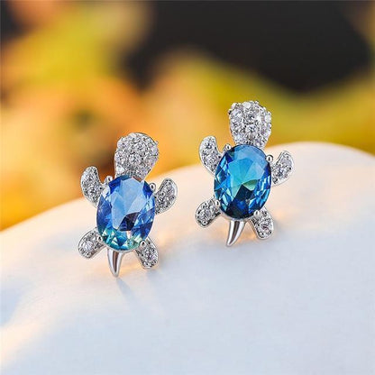 Pendientes de Tortuga Marina en Zirconio y Plata